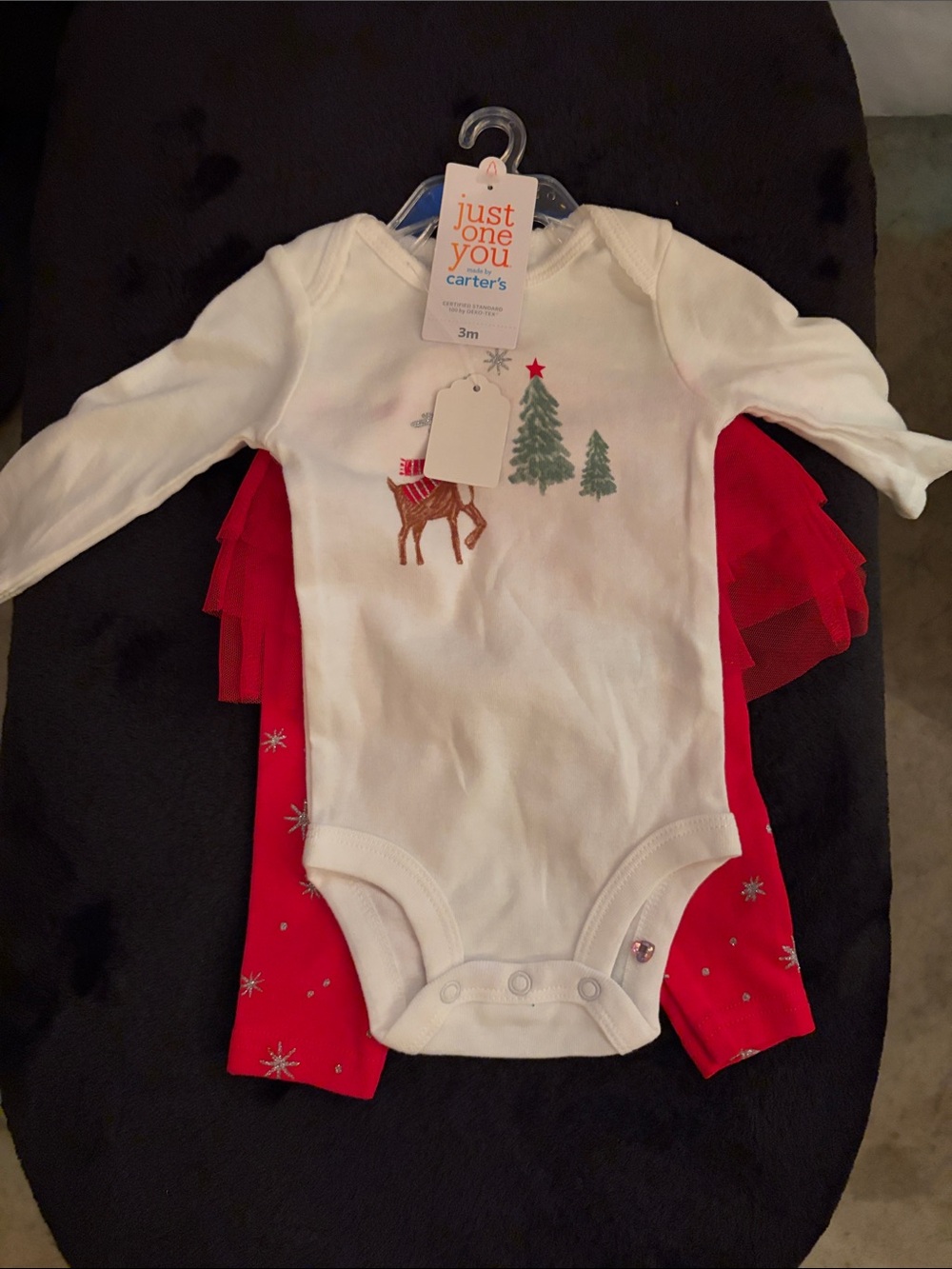 Carter's White and Red Holiday Reindeer Bodysuit Set